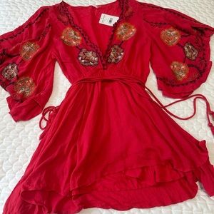 Free People Cora Embroidered Mini Dress